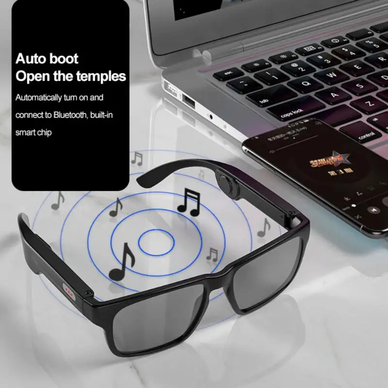 저렴한 새로운 G3 뼈 전도 헤드폰 안경 스마트 선글라스 무선 블루투스 호환 음악 선글라스 터치 컨트롤 (마이크 포함)