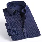 Рубашка мужская классическая в полоску, классическая деловая Повседневная, с длинным рукавом, фиолетового и синего цвета, большие размеры 8XL 7XL 6XL 5XL 4XL