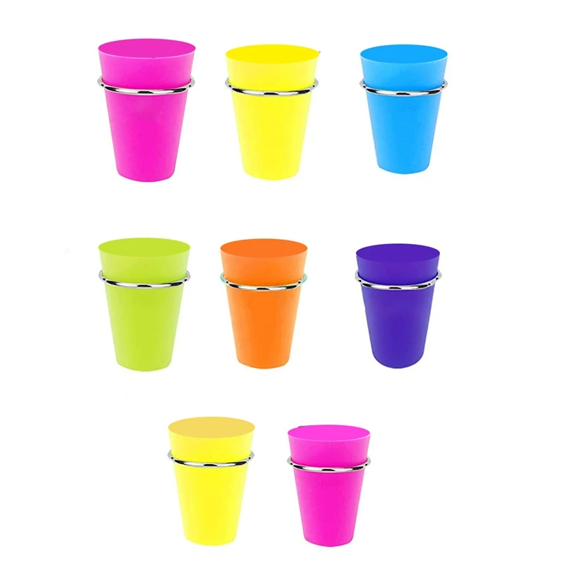 

8 Sets Pegboard Bins with Rings Ring Style Pegboard Hooks with Pegboard Cups Pegboard Cup Holder Accessories (6 Colors)