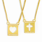 FLOLA маленькое ожерелье с золотым крестом для женщин кубический цирконий хрустальное сердце кулон ожерелье эффектные полированные Ювелирные изделия Подарки nker71