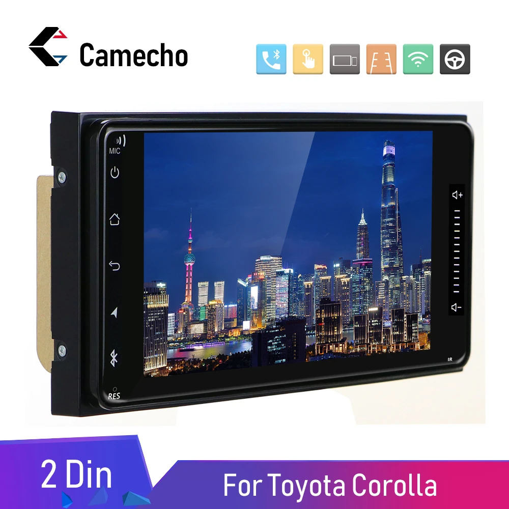 Camecho Android 8,1 автомобильный мультимедийный плеер 2 Din 7 ''Авторадио GPS Авторадио Bluetooth аудио стерео FM AUX USB для Toyota Corolla