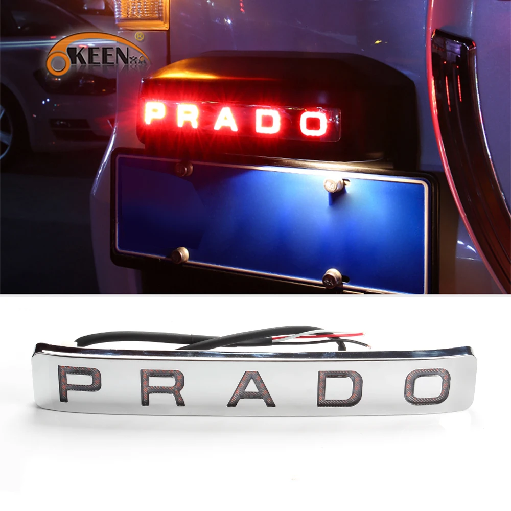 1Pcs For Toyota Land Cruiser Prado 2010-2019 License Plate Light with LED Strobe Brake Lights + Streamer Night Running Light DRL