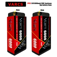 varcs rc lipo battery 2s 7 6v 6000mah 130c 4mm 5mm graphene bullet competition short pack rc 18 10 car boat truck buggy