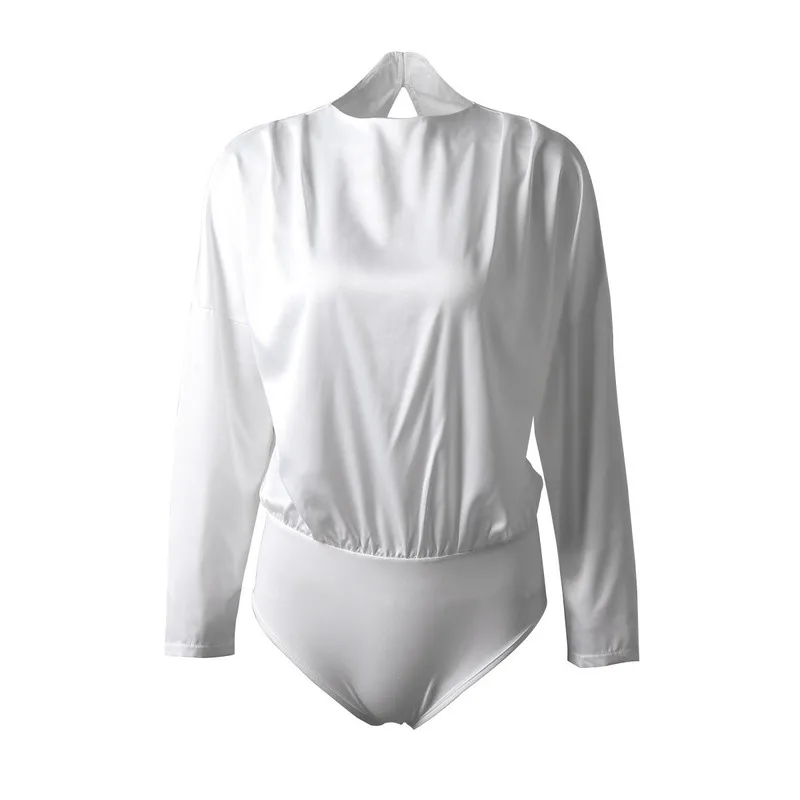 FORERUN сатиновый костюм женский с длинным рукавом молочный Шелковый свободный Боди