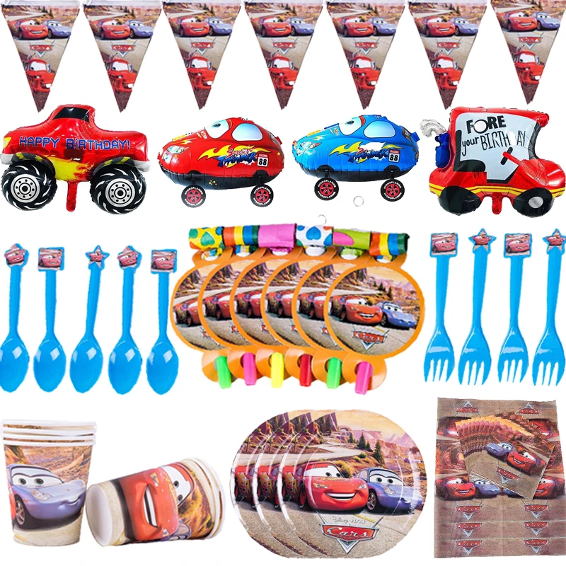 

New Disney Car Mobilization Theme Party Disposable Tableware Child Boy Lightning McQueen Birthday Party Decorations Supplies