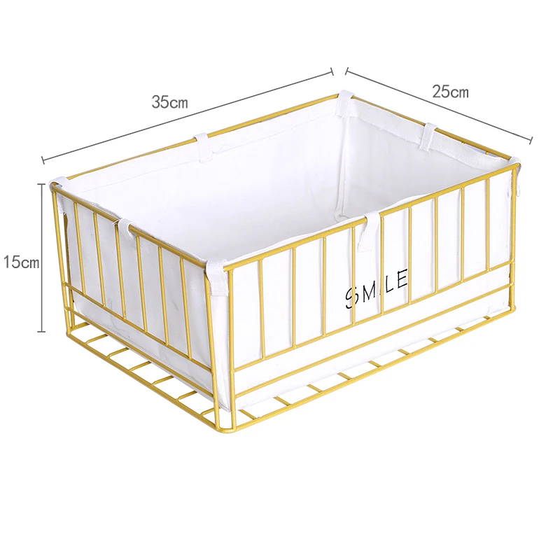 

Desktop Receiving Box INS Iron Art Storage Basket Makeup Organizer Luxury Cosmetics Mask Storage Boxes Office Sundries Basket