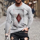 Мужская серия Осень-зима модная футболка с длинным рукавом с принтом игральных карт