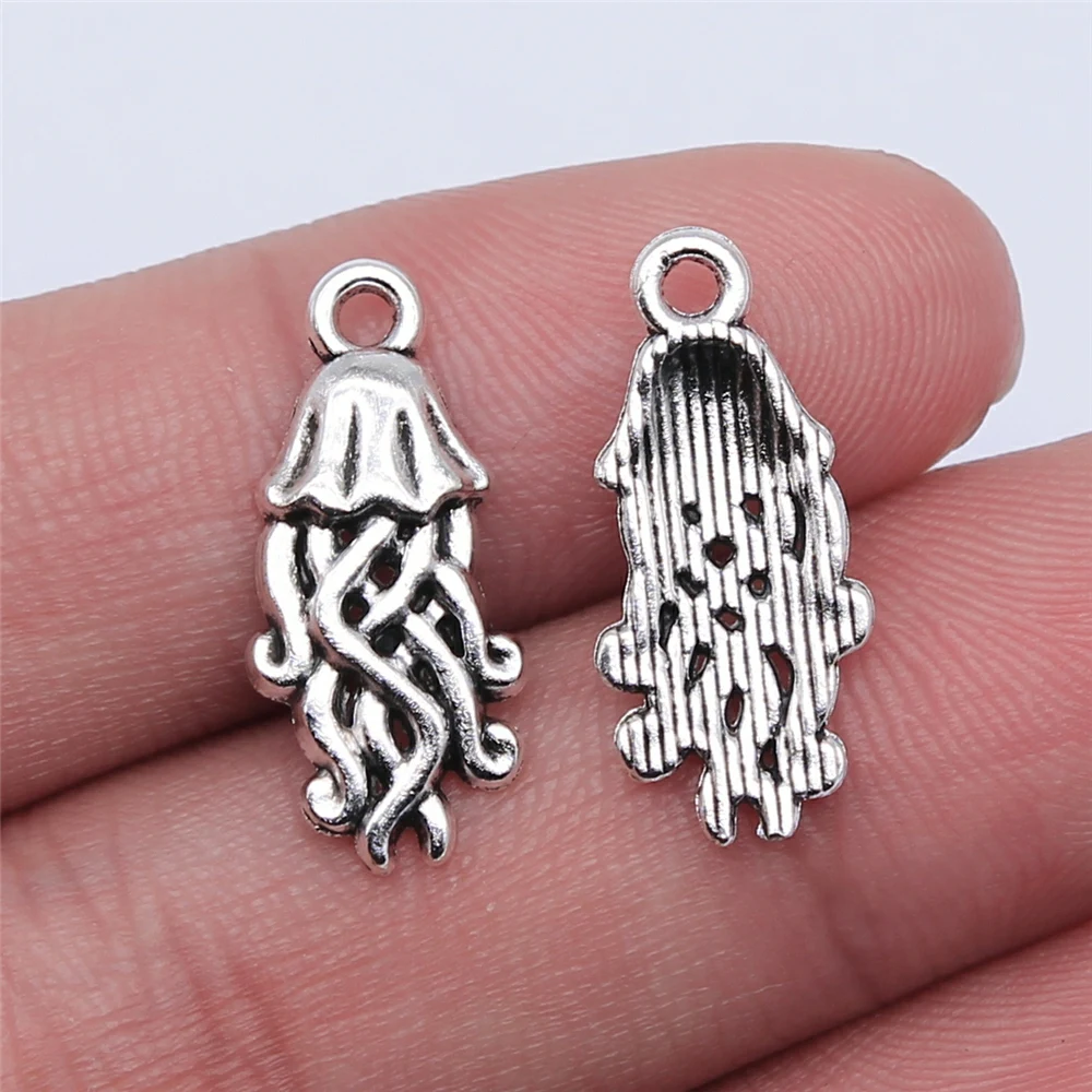 

WYSIWYG 20pcs 22x10mm Antique Silver Color Jellyfish Charms Pendant For Jewelry Making DIY Jewelry Findings