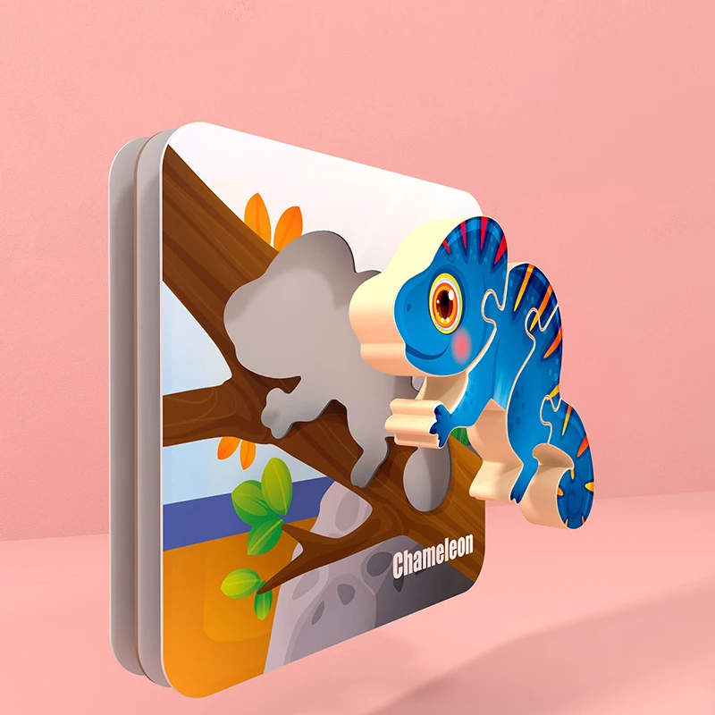 

5 PCS/Set Kids Toy Wood Puzzle 3D Puzzle Jigsaw For Children Baby Cartoon Animal Intelligence Puzzles Early Educational Toy Gift