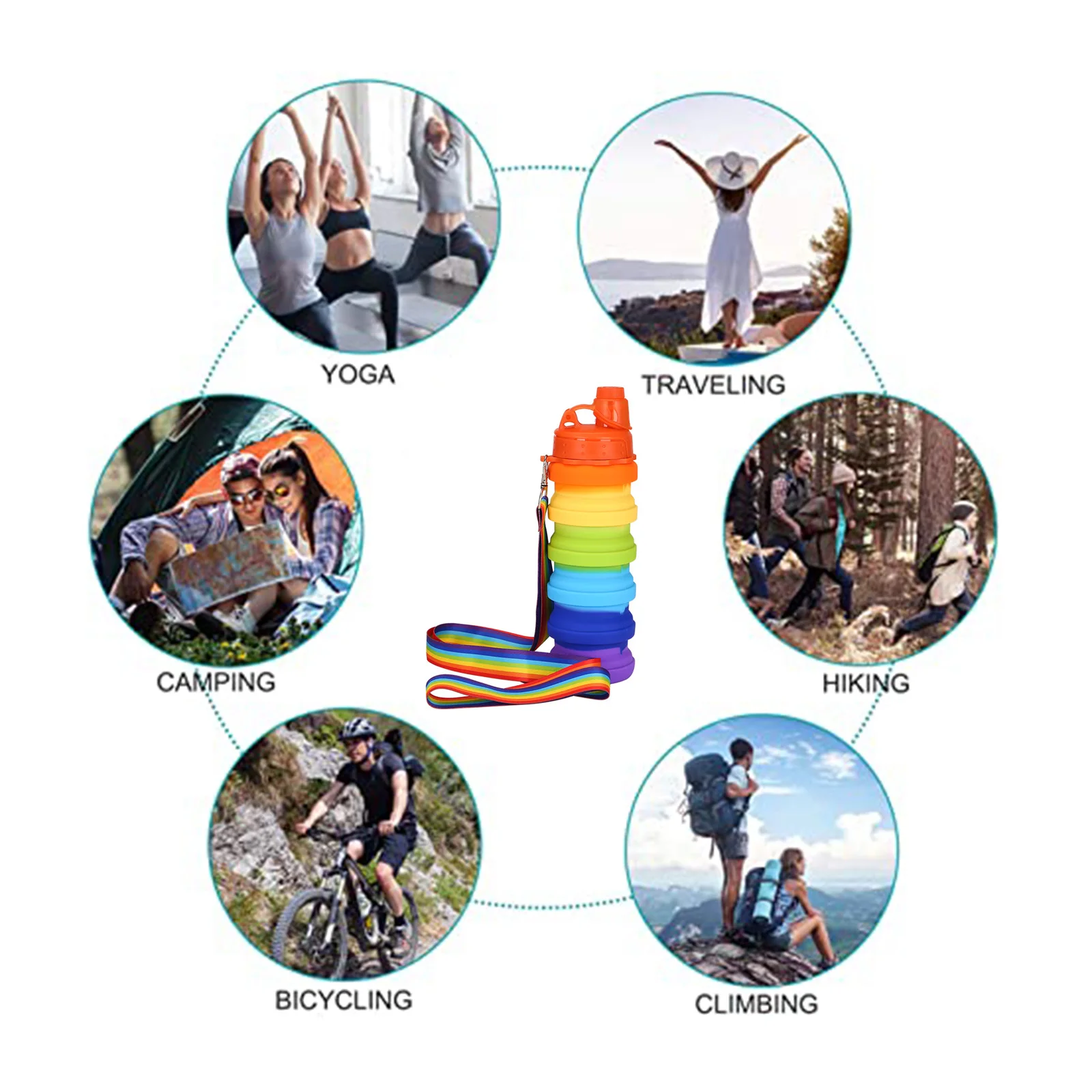 Новая Радужная Спортивная бутылка для воды 500 мл портативная складная напитков