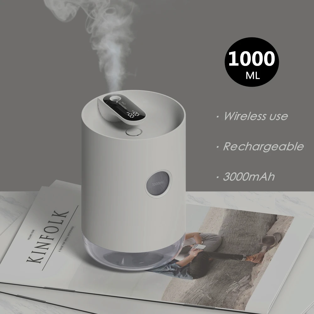 2019 new 1L rechargeable aromatherapy humidifier with 3000mAh battery essential oil diffuser usb air aroma for home | Бытовая техника