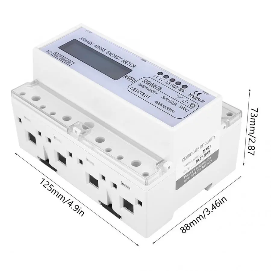 DDS576 ватт счетчик часов ЖК дисплей 3 фазы 4 провода 7P 380V 100A Электрический энергии