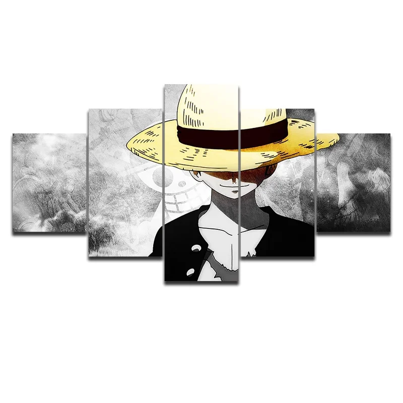 Холст HD Печать картины настенное искусство 5 шт. цельный Обезьяна D. Картины Luffy