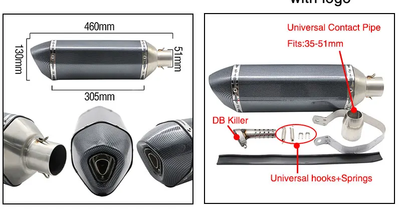 Alconstar-51 мм Универсальный мотоцикл для мотокросса, модифицированный выхлопной глушитель для скутера с DB Killer для большинства мотовездеходов Z750
