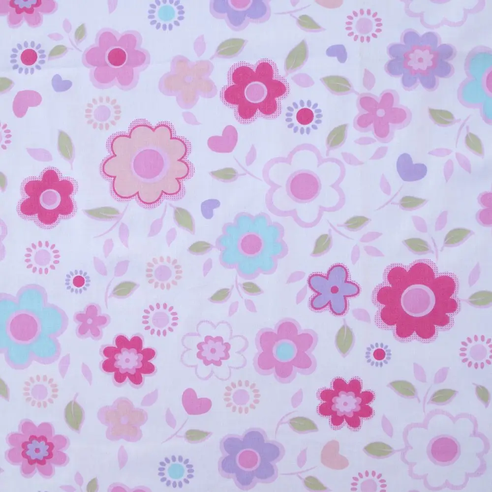 

1 ярд хлопчатобумажной саржевой ткани для шитья пэчворк, ткань, постельное белье-цветок и лист (розовый) (ширина = 160 см)