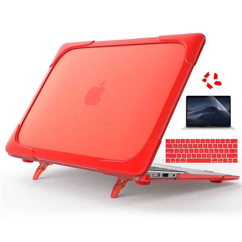 Противоударный Внешний чехол для Macbook Air 11 12 13 NewPro 13,3 15 A2159 A1932 Жесткий пластиковый Чехол со складной подставкой - Цвет: Red