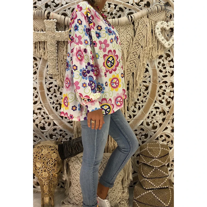 Женская футболка с длинным рукавом Taniafa повседневная Осенняя v-образным вырезом и