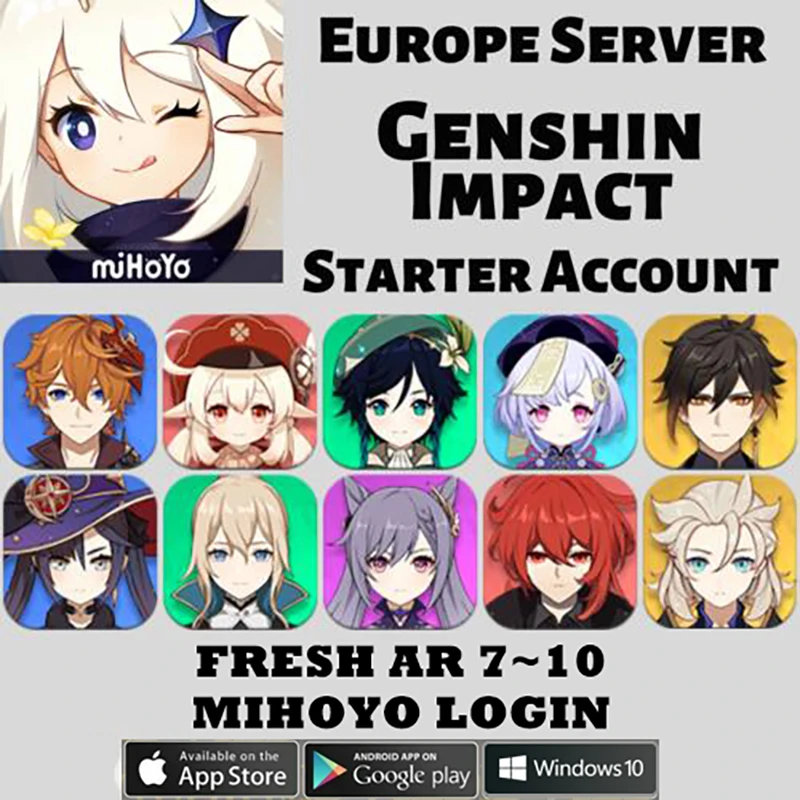 

5 Star Character Starter Account Keqing/Venti/Jean/Qiqi/Klee/Zhongli/Albedo America/Europe Server Genshin Impact