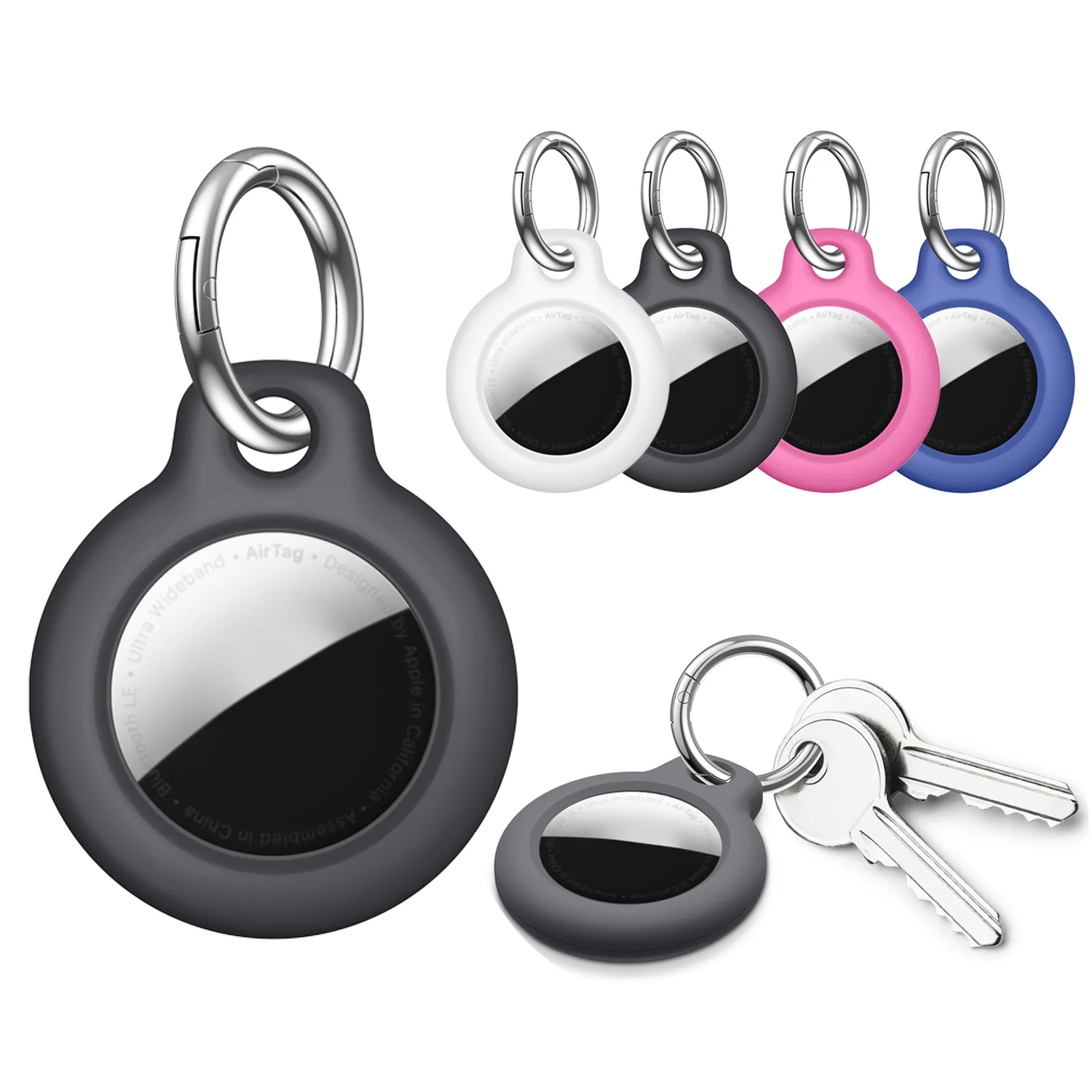 

Suitable For Apple Airtag Tracker Locator PC Hard Shell Protective Cover Anti-lost Anti-shock Protective Shell With Keychain