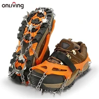 onliving 1 pair 19 steels teeth ice gripper traction cleats crampons anti skid snow spike shoes cover outdoor climbing