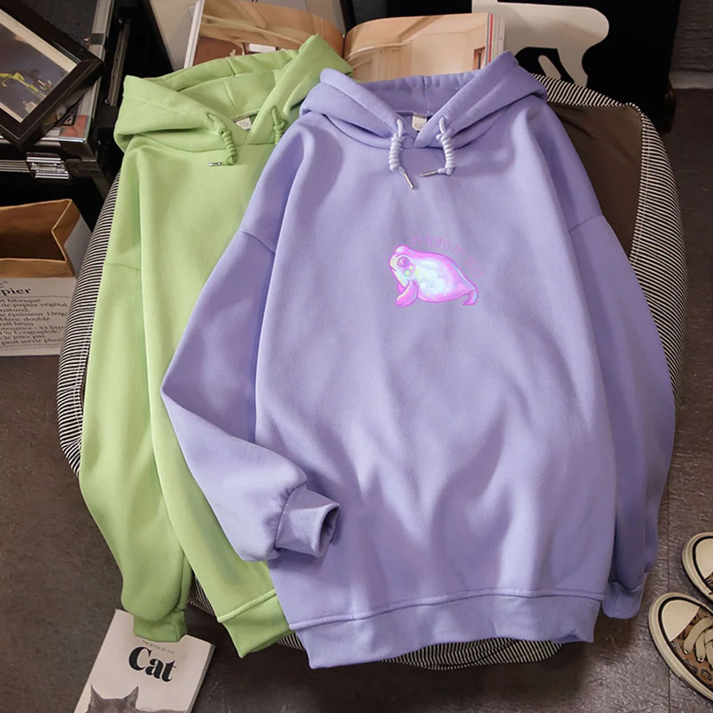 Harajuku Frog Hoodie Oversized Womens Loose Hoodies Sweatshirt Pullover Warm Kpop Clothes Vintage Sweetshirt for Girls Plus Size