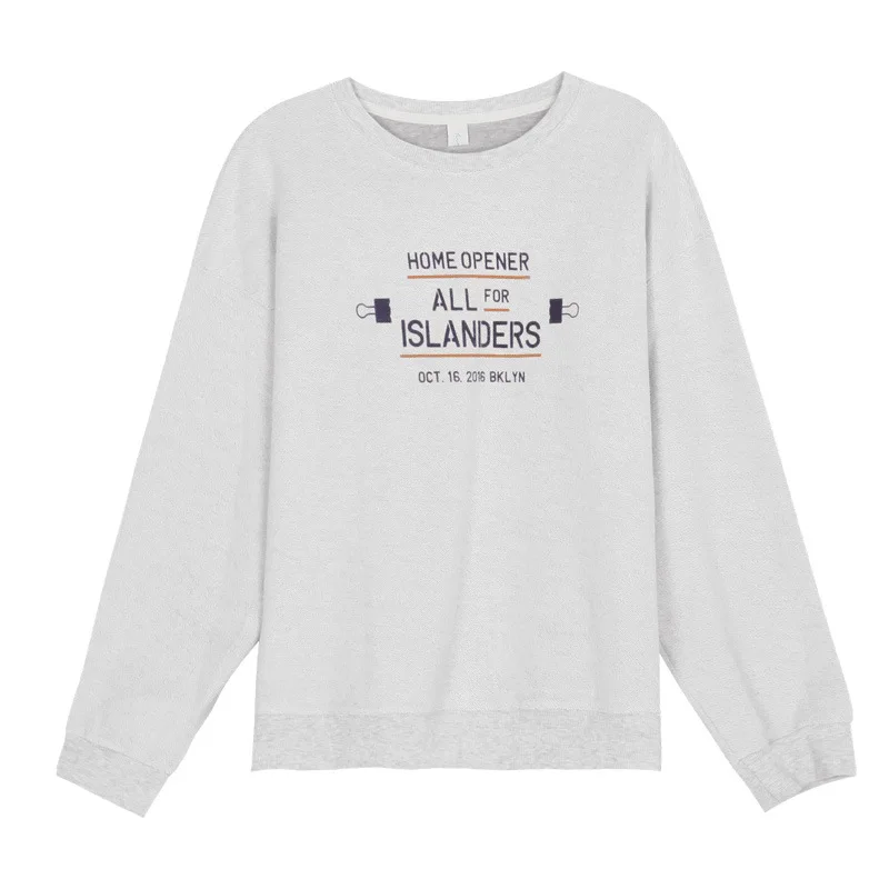 

Letter Print O-neck Korean Fashion Loose Long Sleeve Crewneck Sweatshirt Women Boyfriend Hoodie Purplelano 2021