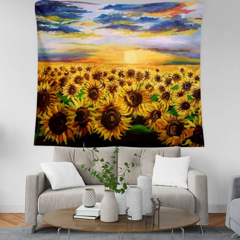 

PLstar Cosmos Bohemian style sunflower oil painting Tapestry 3D Printing Tapestrying Rectangular Home Decor Wall Hanging style-1