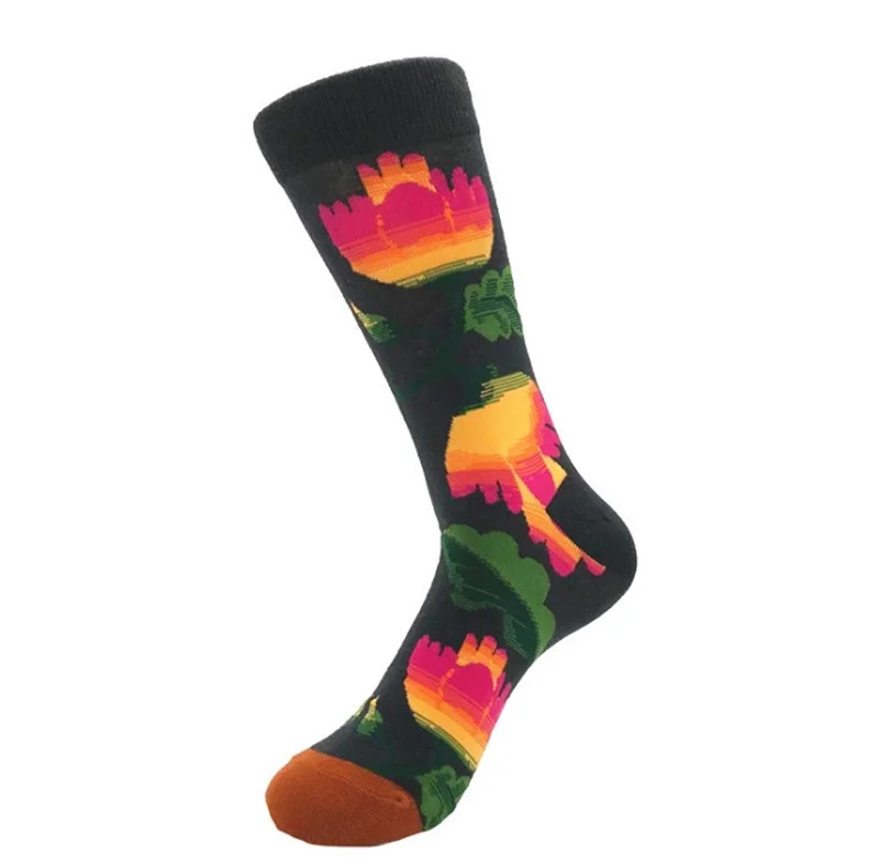Fashion Men Women Unisex Casual Cotton Print Middle stockings Socks Men's Winter Warm Funny Flower Floral 2019 | Мужская одежда