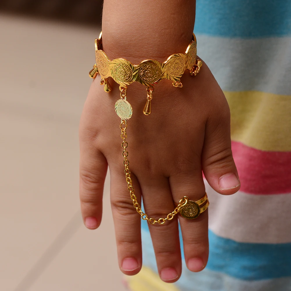 Золото Цвет Baby монета браслеты Дубай ювелирные изделия браслет с открытым из