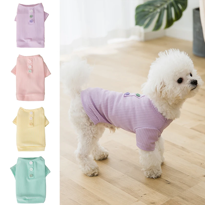 

Pet Spring And Summer Clothes Macaron Thin Breathable T-Shirt Solid Color Summer Clothes For Cats And Small Dogs