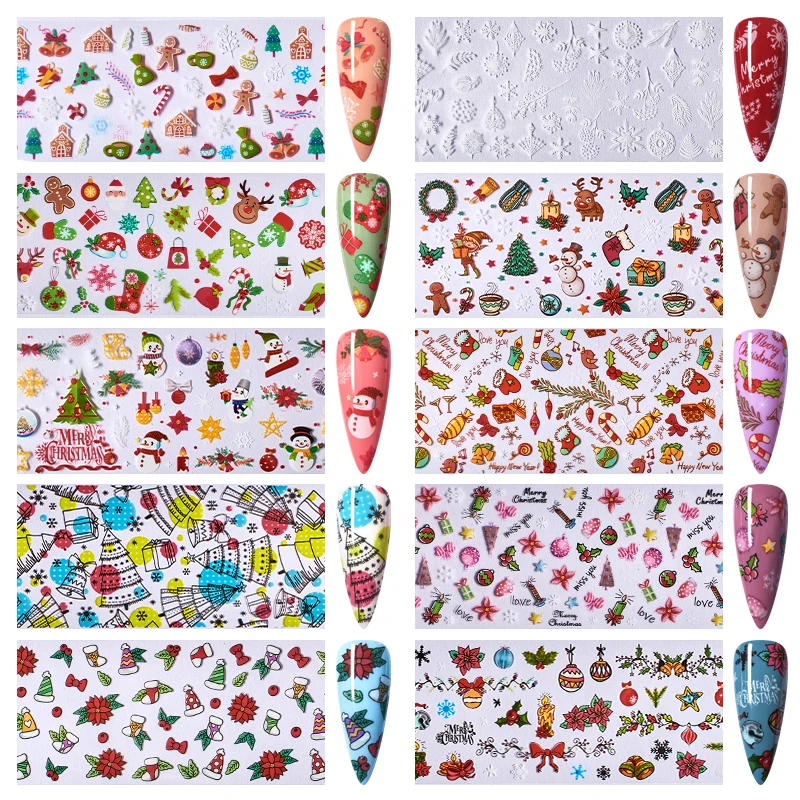 Наклейки для ногтей с четырьмя лилиями слайдер рождественской тематикой