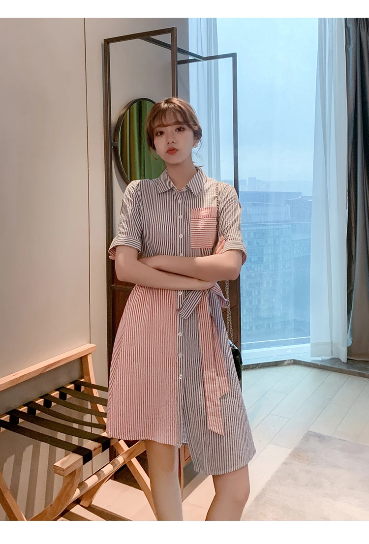 Женское богемное приталенное платье элегантное в полоску Повседневное