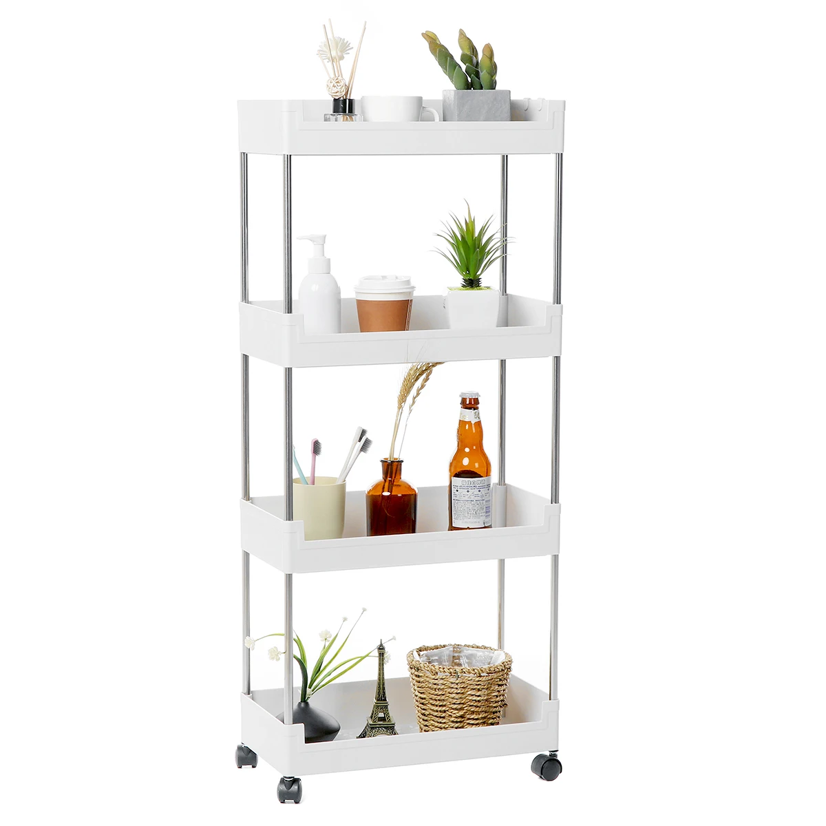65.2/92.2/119.2cm Height Gap Kitchen Storage Rack Thicken Removable With Wheels Assemble Bathroom Shelf Space Saving Organizer | Дом и сад