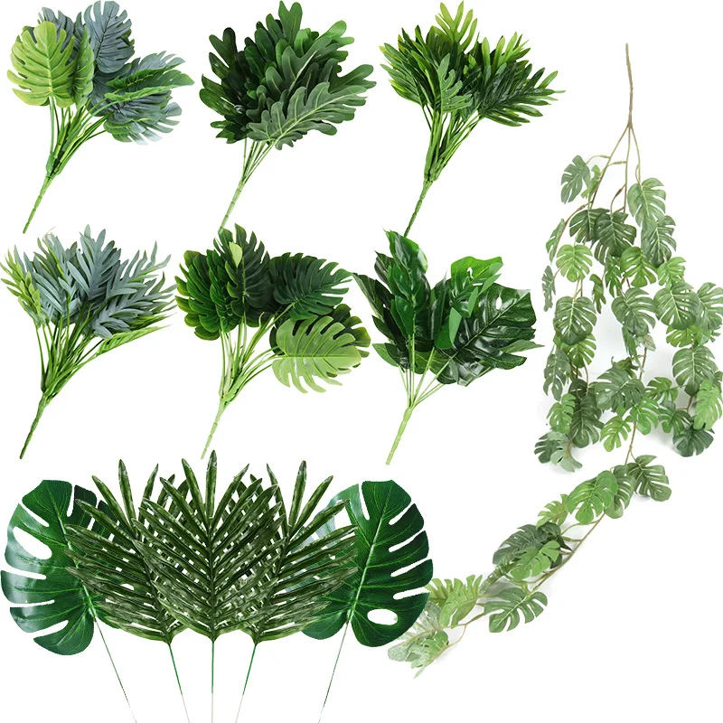 Искусственные растения Monstera пластиковые листья тропической пальмы украшение