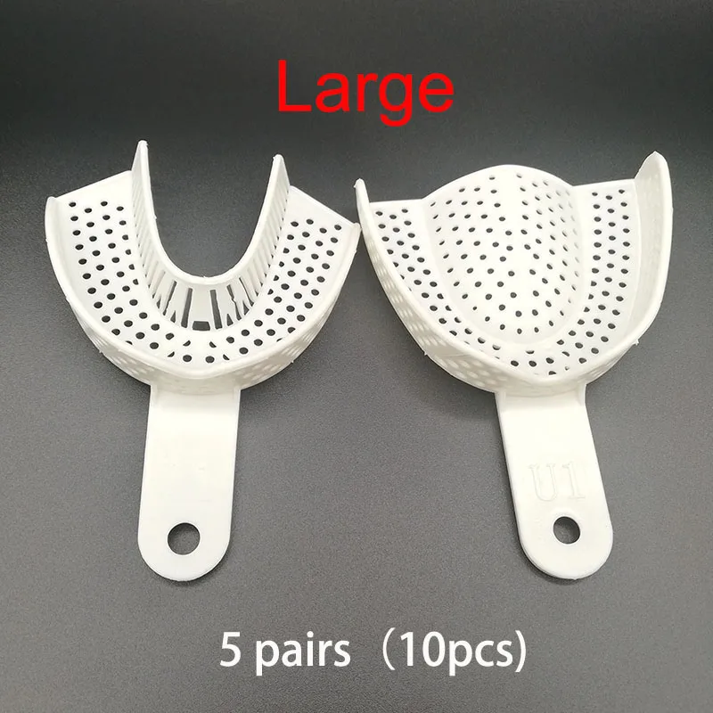 5pairs L (10pcs) 10 шт./компл. для зубных слепков пластмассовые лотки без сетчатый лоток стоматологические инструменты стоматология лабораторный Материал зубной держатель Лотки - Color: 5pairs L (10pcs)