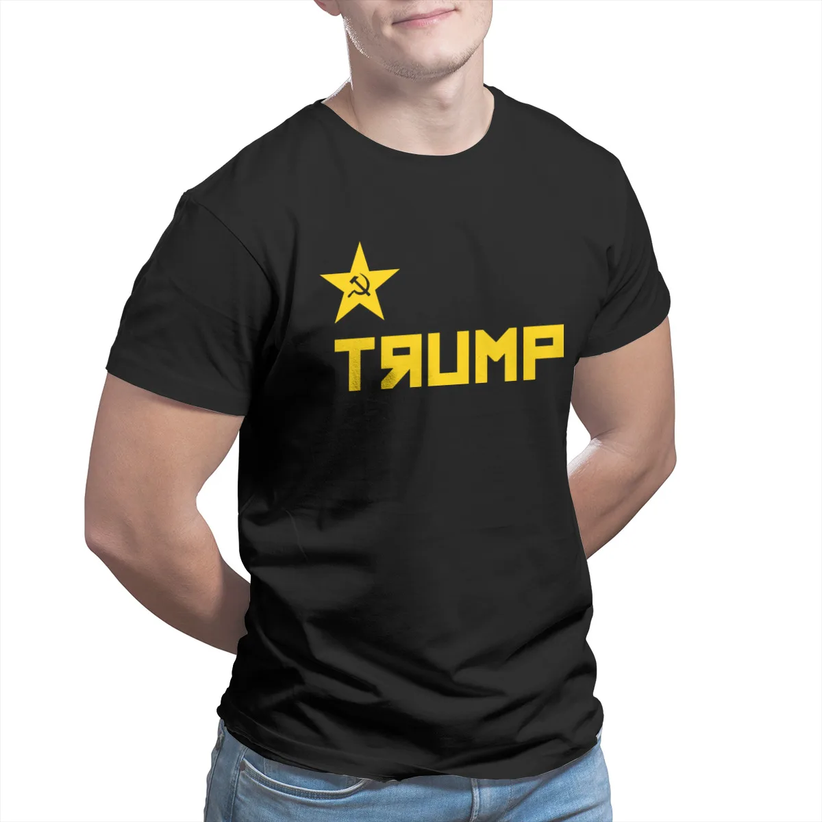 

Trump CCCP Russian Men T-Shirts 100% Cotton Fashion Games Vintage Hip-Hop Mens Clothes 27687