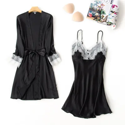 Пикантная ночная рубашка женская пижама из 2 предметов Пижама с V образным