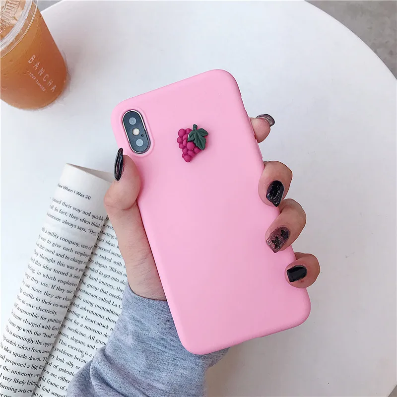 deep pink grape Милый 3D фрукт банан персиковый виноградный чехол для xiaomi mi A3 lite CC 9 9SE cc9 cc9e 9 8 se pro a1 a2 6 5x 6x матовая задняя крышка fundas - Цвет: deep pink grape