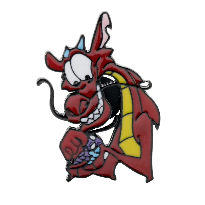 

Mulan Cartoon Animation Brooch Mushu Dragon Metal Badge Pin Couple Backpack Clothing Accessories Jewelry Gift