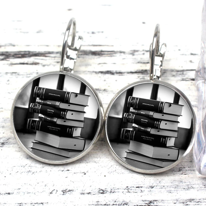 Винтажные милые серьги в стиле панк с рисунком книжки библиотеки готические