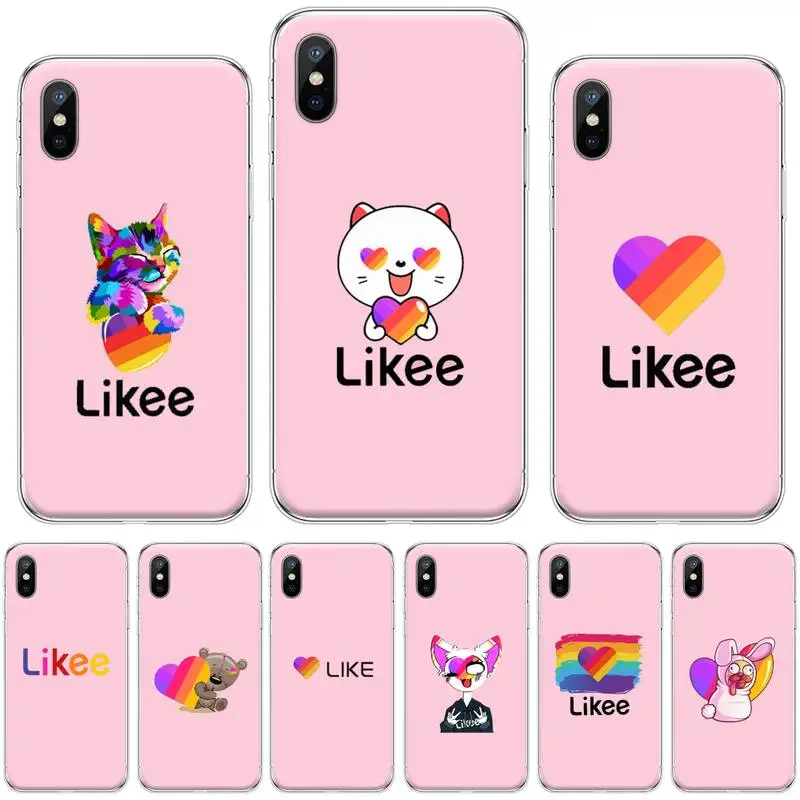 Мягкий чехол для телефона likee kawaii с изображением животных розового цвета