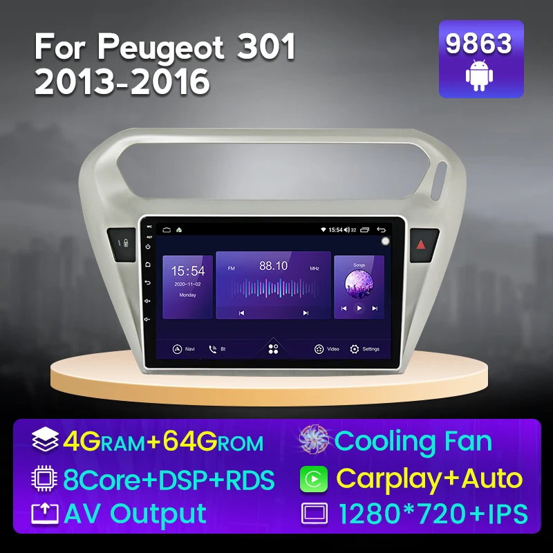 

MEKEDE 9'' Android 11 8+128G Car Intelligent Multimedia System For Peugeot 301 2013-2016 Wireless Carplay IPS Screen 4G LTE DSP