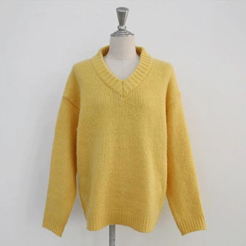 

Aibeauty Autumn Winter New Casual Knit Tops Sweater Women V-neck Loose Knitted Sweaters Female Knitted Pullover Jumpers