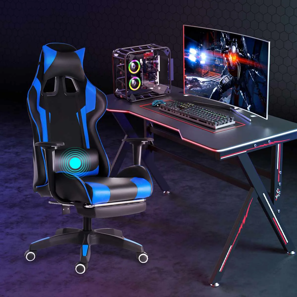 

WCG Chair Gaming Computer Chair Armchair Office Home Swivel Massage Chair Lifting Adjustable Chair Recling Massage Gaming Chair