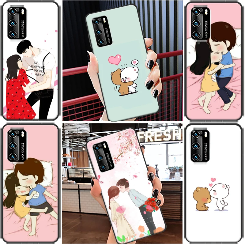 

Cute Cartoon Phone Case For Huawei P40 P30 P20 Lite Pro Plus P Smart Z 2019 2021 Soft TPU Back Cover Funda