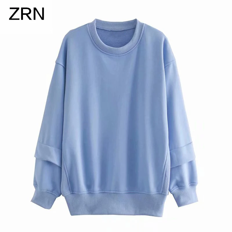 Толстовка ZRN Женская однотонная свободная худи в рубчик с длинным рукавом