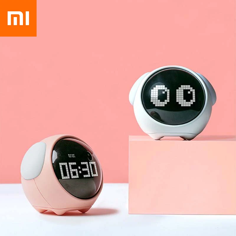 Xiaomi Youpin Cute Expression Pixel Alarm Clock Multi Function Digital Led Voice Controlled Light Bedside Thermometer Home | Дом и сад