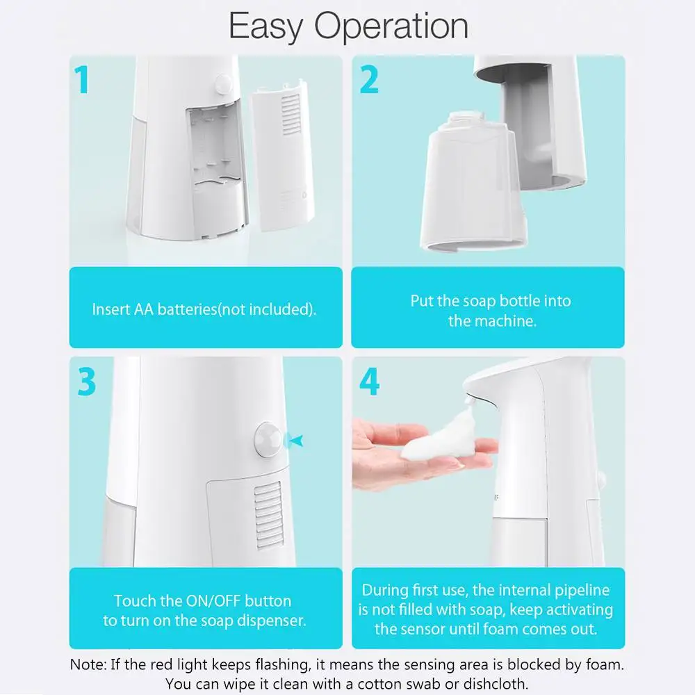 

240mL Automatic PIR Foam Soap Dispenser Waterproof Large Capacity Induction Foaming Hand Washing Device for Kitchen Bathroom