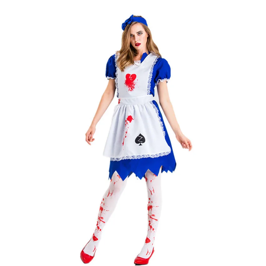 Halloween Women Scary Bloody Horror Cosplay Costume Dress Set Role-playing Zombie Ghost Sexy Fancy Clothing Outfit Adult | Тематическая