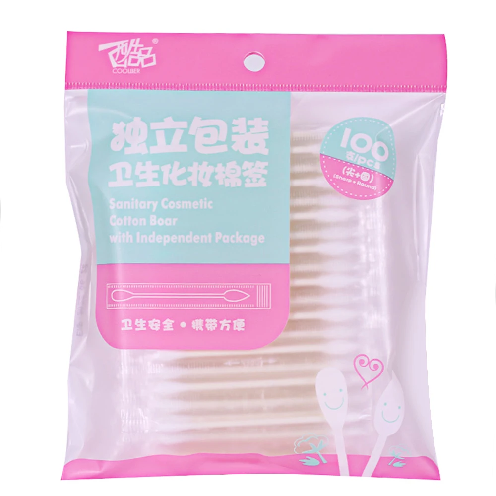 100 шт. одноразовые дорожные ватные палочки для макияжа с двойным наконечником